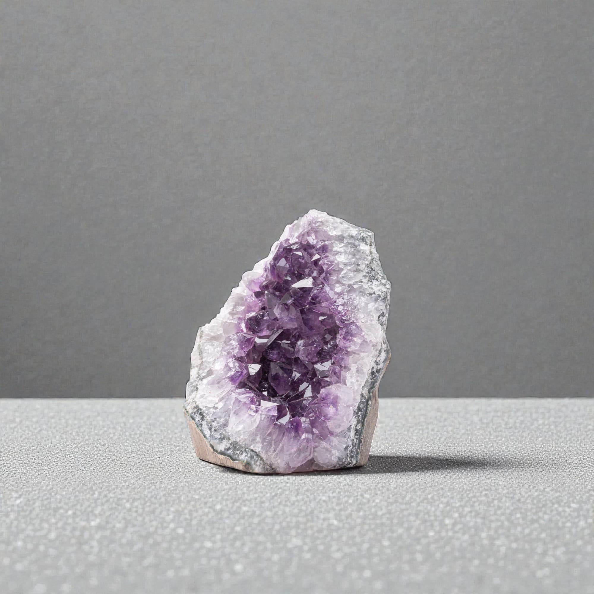 Small Uruguayan amethyst cluster 0.5–1 lb with deep purple crystals, natural formation, premium quality, ethically sourced.