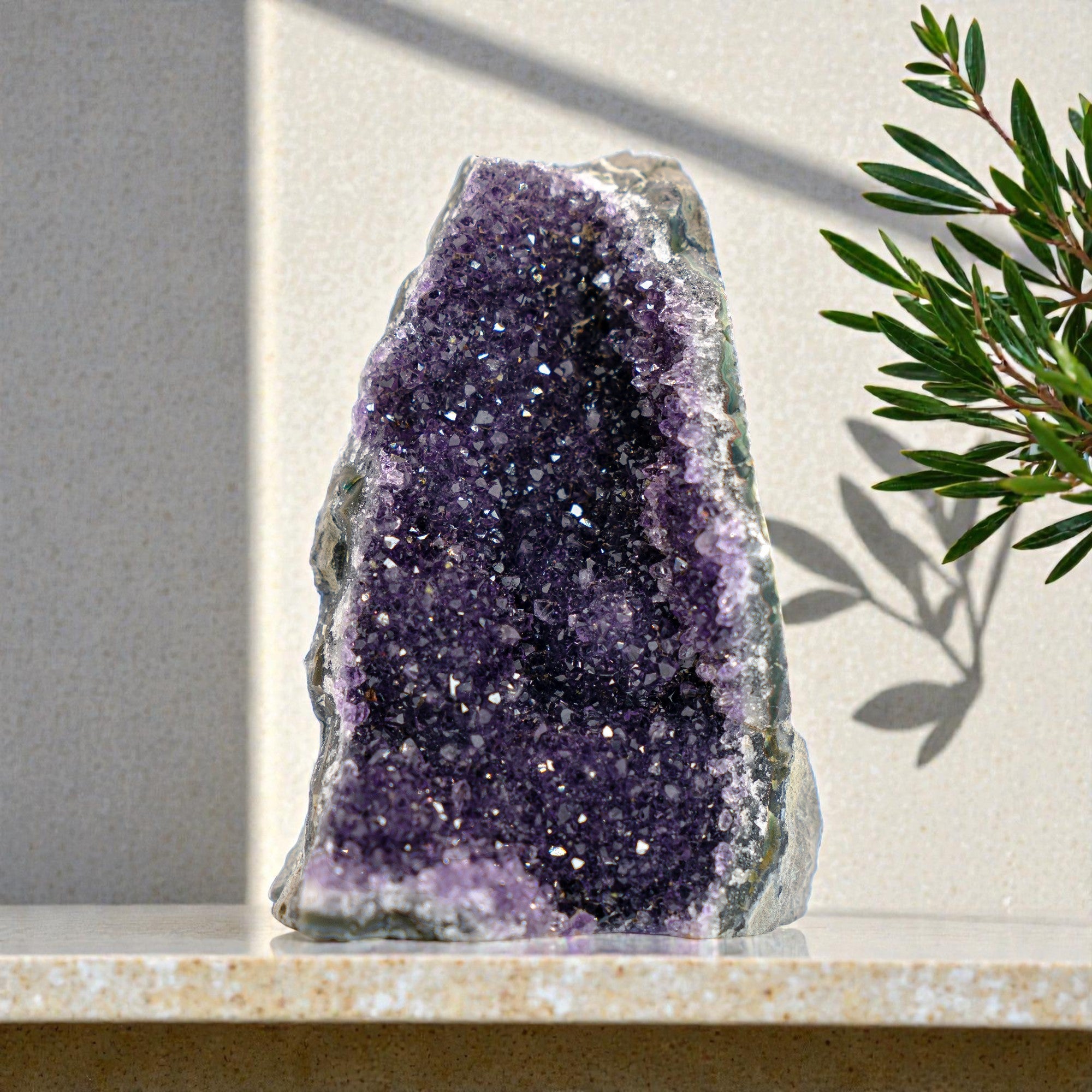 This amethyst cathedral cluster has the highest quality of the semi precious stones.
