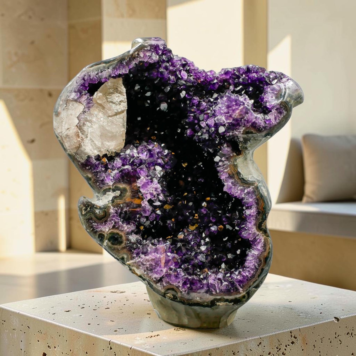Deep Purple Amethyst Geode 24.57 lb | Uruguayan AAA Grade Crystal Specimen