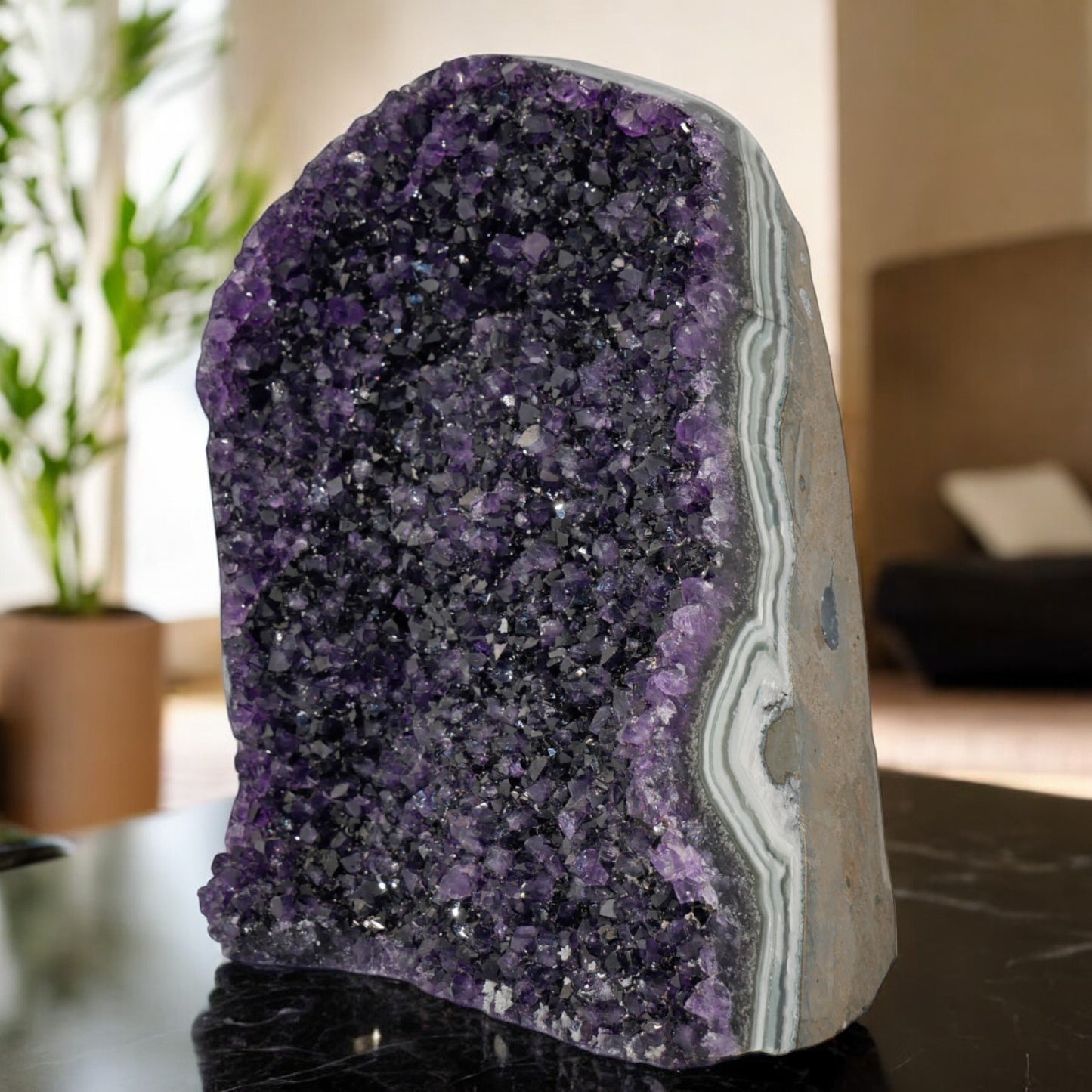 9.79 lbs Large Natural Deep Purple Crystal Cluster Stone from Uruguay