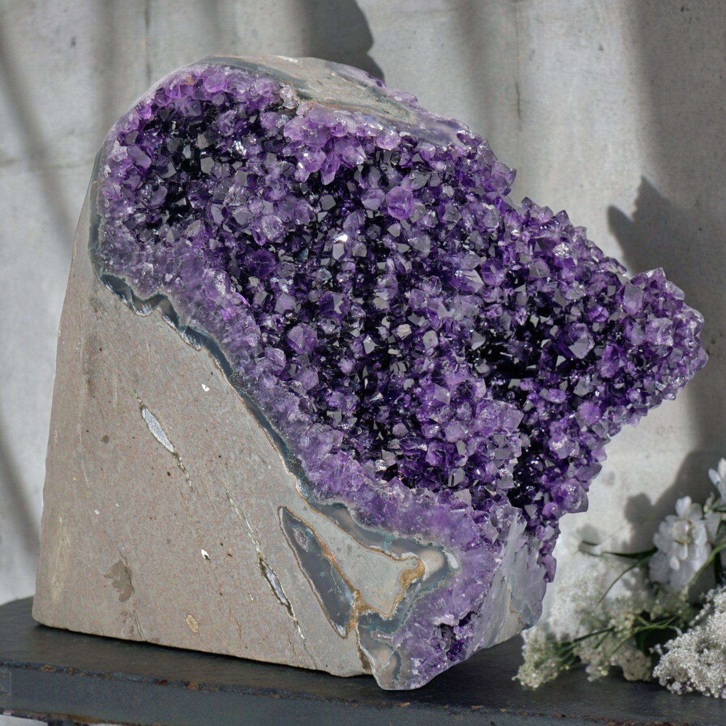 9.79 lbs Large Natural Deep Purple Crystal Cluster Stone from Uruguay