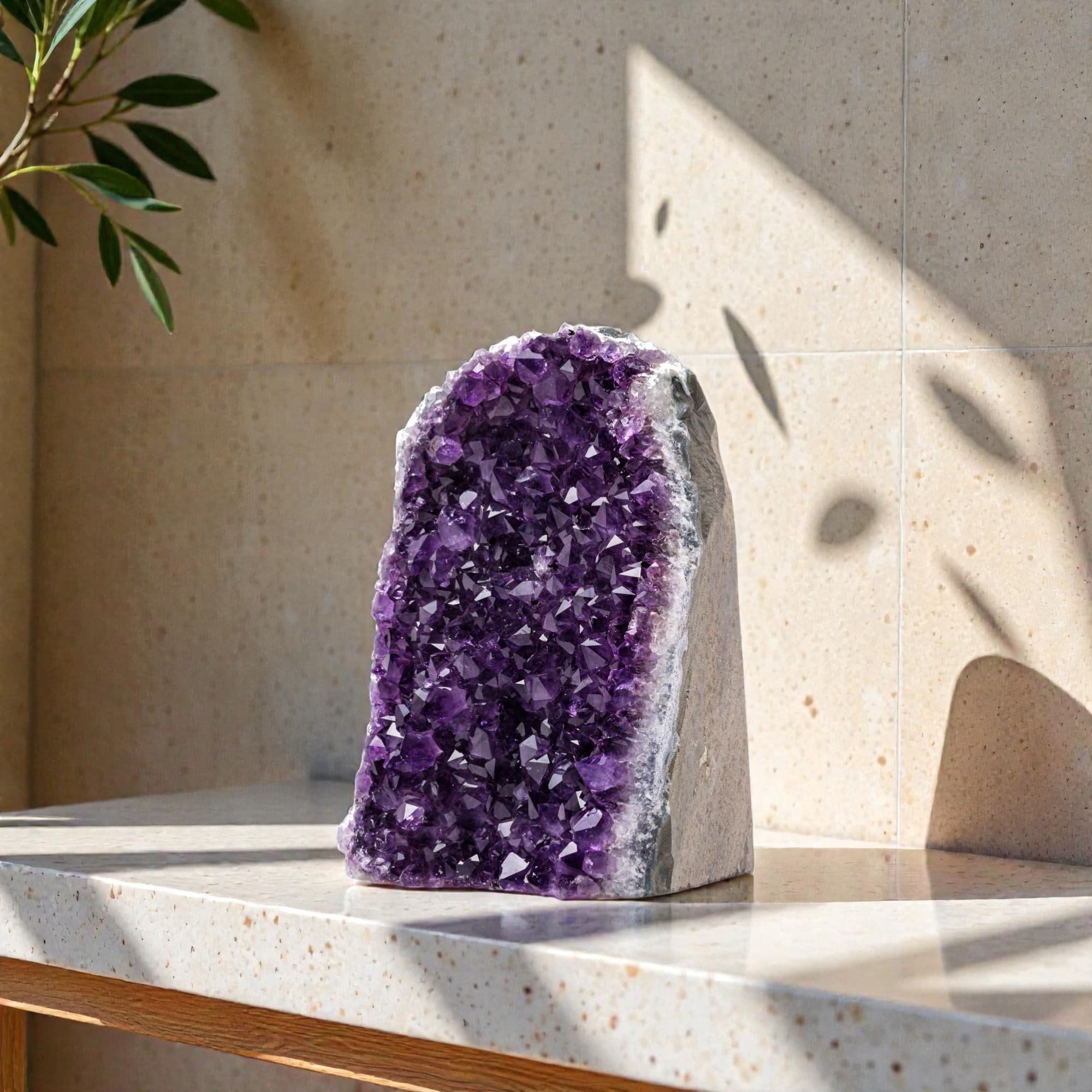 This authentic Uruguayan amethyst cluster (3-4 lb) from the renowned Artigas mines carries the glow of natural crystals from Uruguay