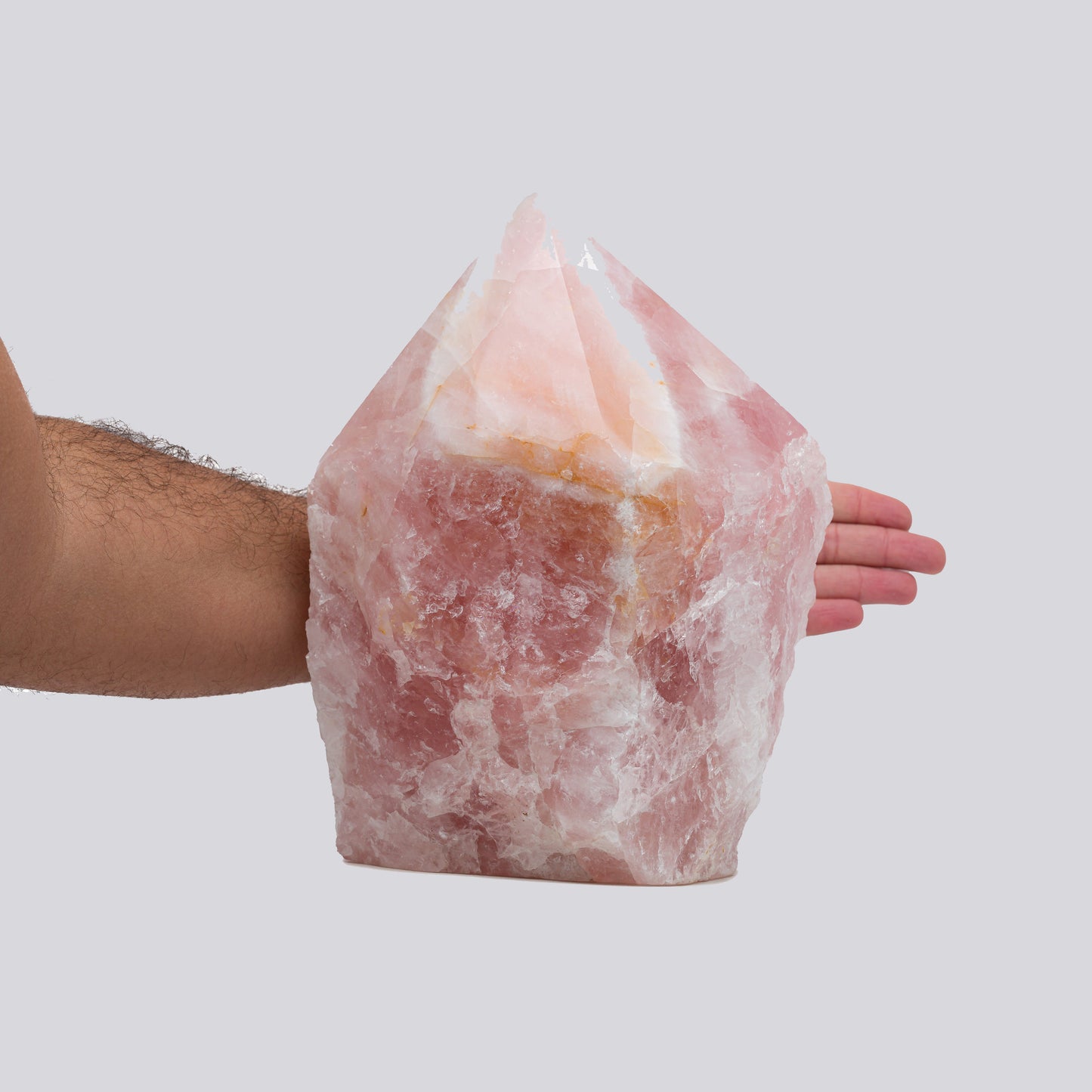 Luxury Extra Large Rose Quartz Crystal Point – 21.5 lb, 11" High, 5" Length, 4" Width – Stunning Natural Gemstone for Unique Home Decor & Memorable Gifting