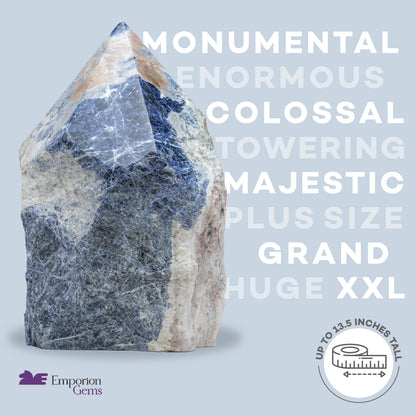 Luxury Extra Large Sodalite Crystal Point – 30.92 lb, 13.5" High, 6" Length, 6 Width – Stunning Natural Gemstone for Unique Home Decor & Memorable Gifting