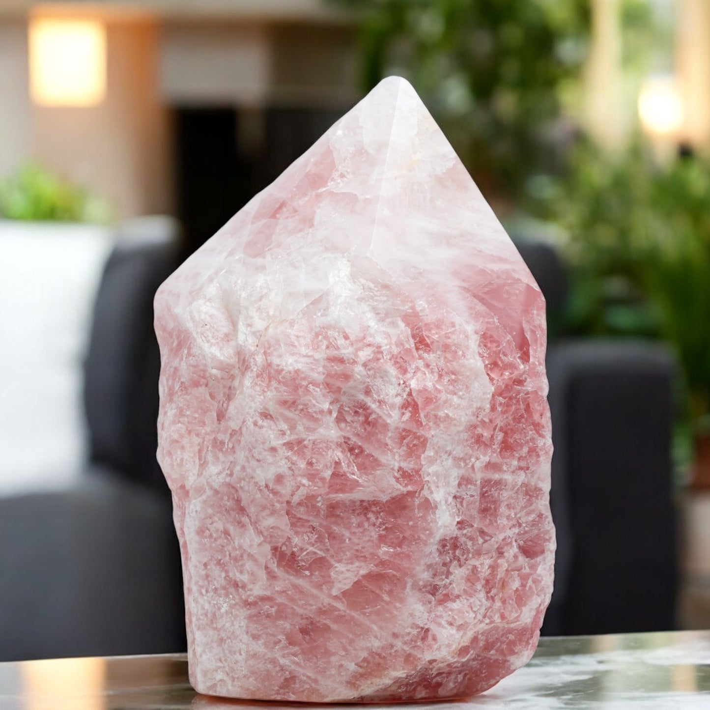 Luxury Extra Large Rose Quartz Crystal Point – 21.5 lb, 11" High, 5" Length, 4" Width – Stunning Natural Gemstone for Unique Home Decor & Memorable Gifting